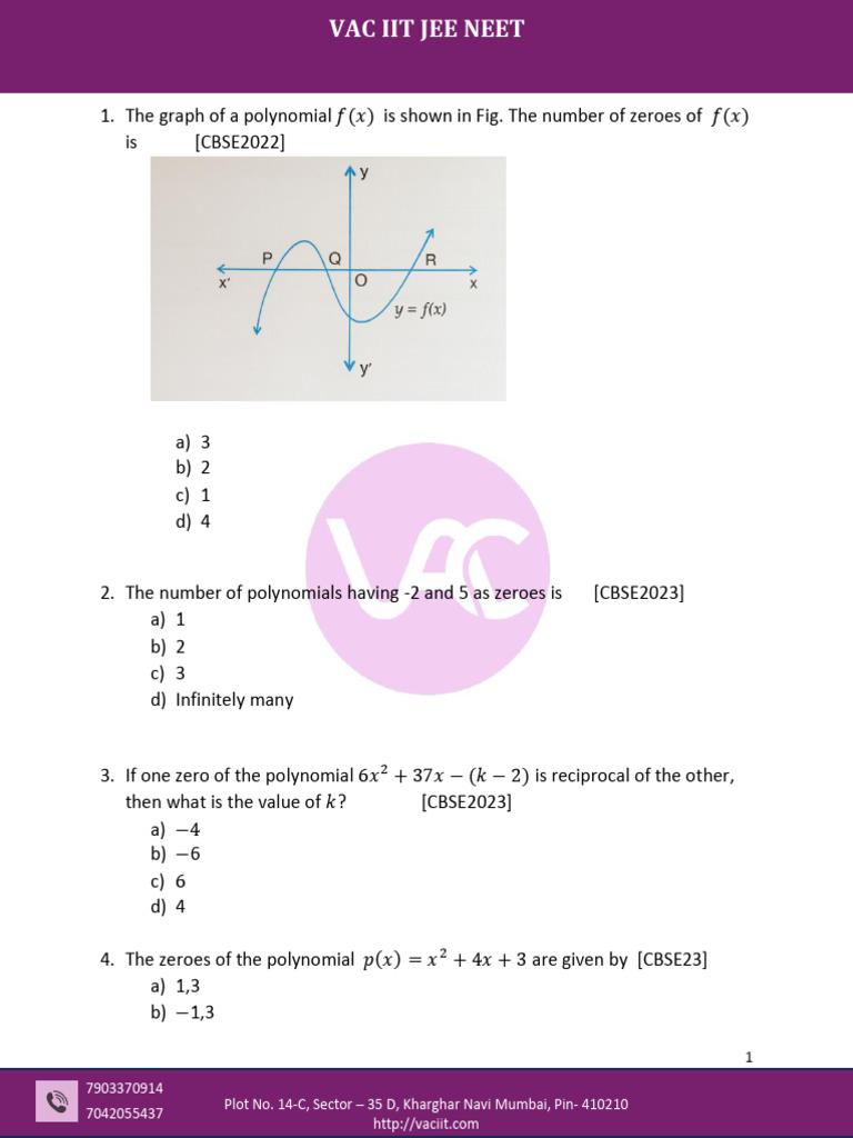 Polynomial Zeroes and Graph Analysis | PDF | Polynomial | Zero Of A ...