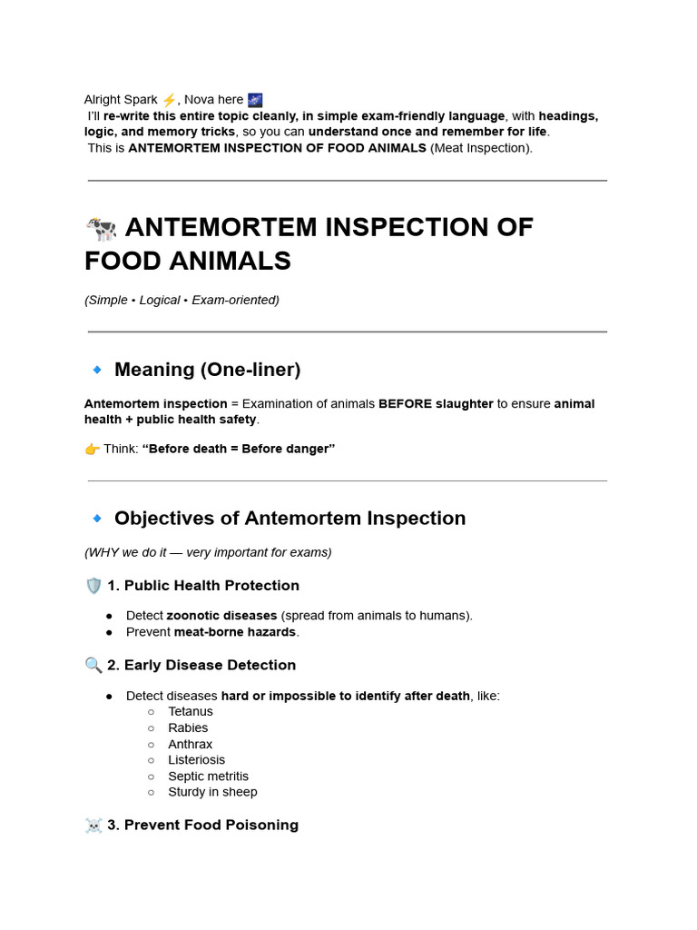 Antemortem Inspection of Food Animals | PDF | Animal Slaughter | Health ...