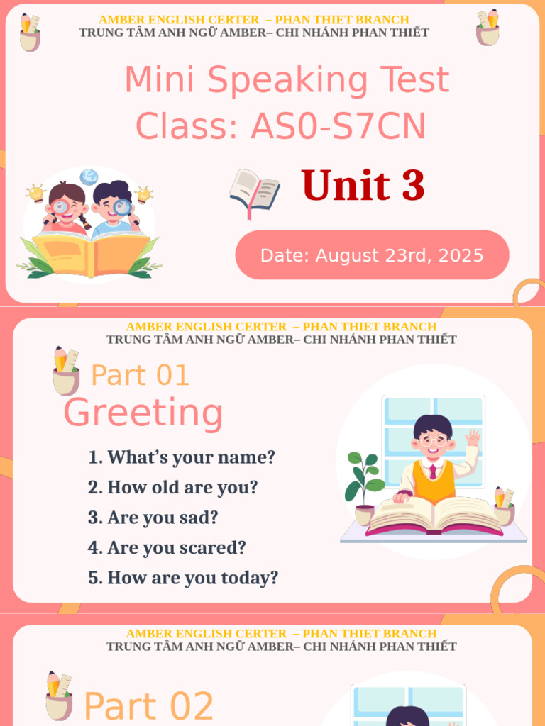 Ms Thi AS0 S7CN Mini Speaking Test U3 Date 23 8 | PDF