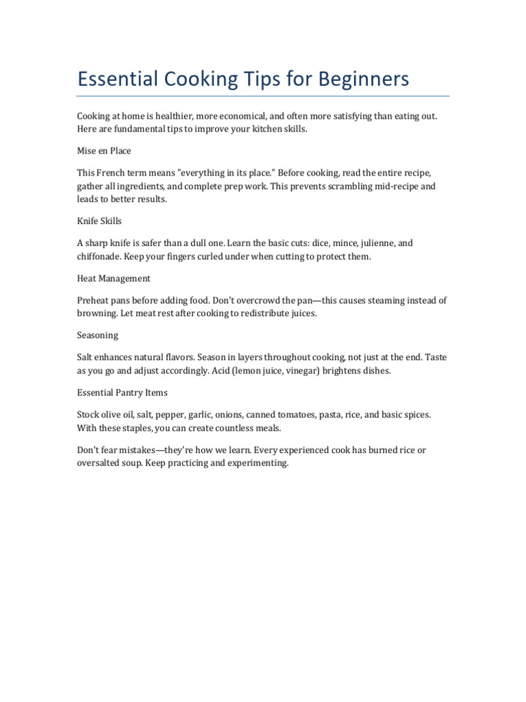 Simple Cooking Tips | PDF