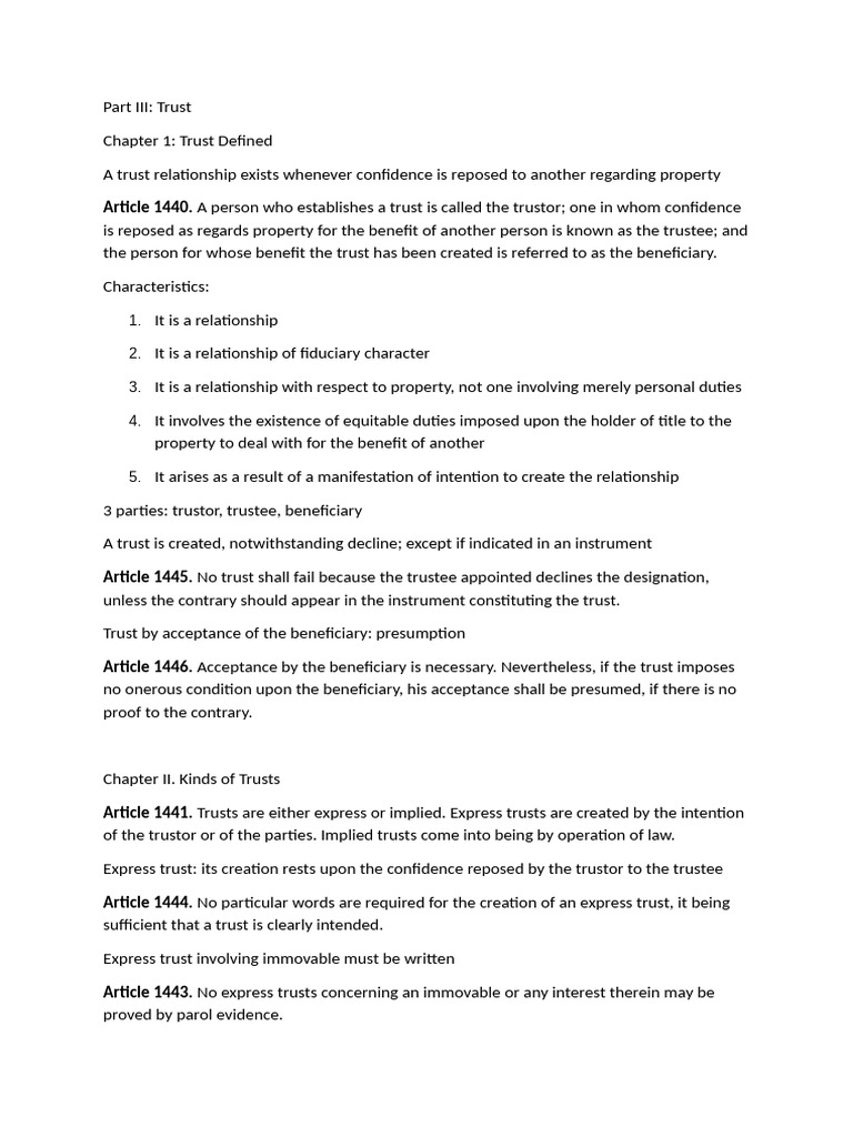 Understanding Trusts: Types and Definitions | PDF | Civil Law (Legal ...