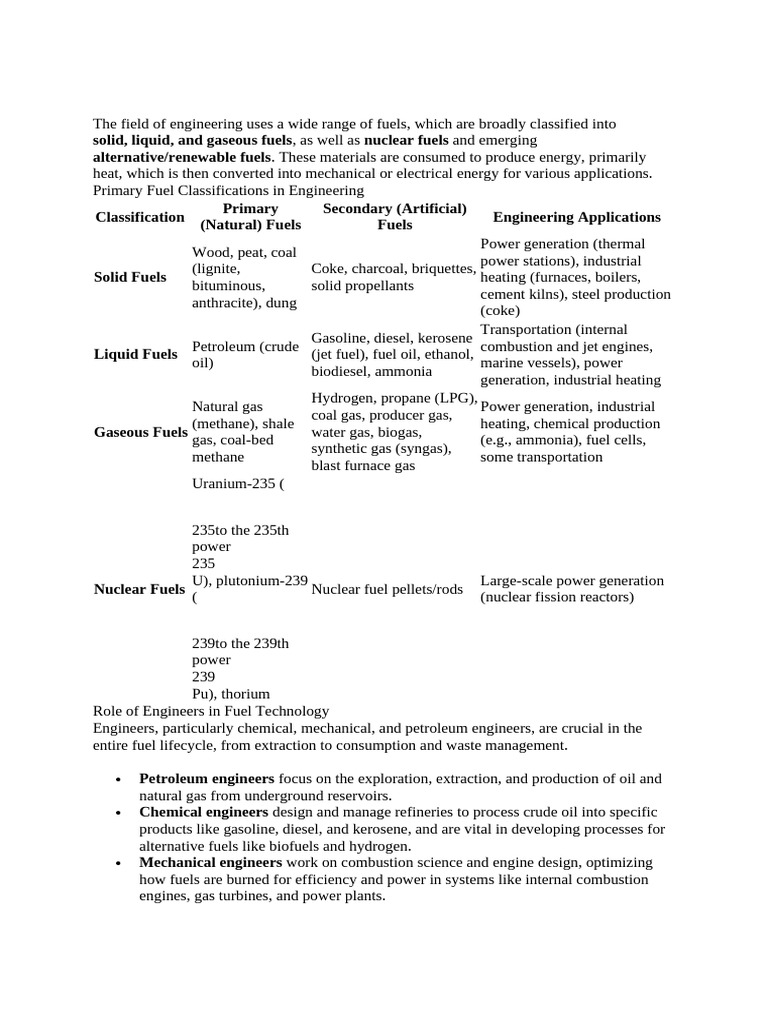 Engineering Fuel Classifications Explained | PDF | Fuels | Biofuel