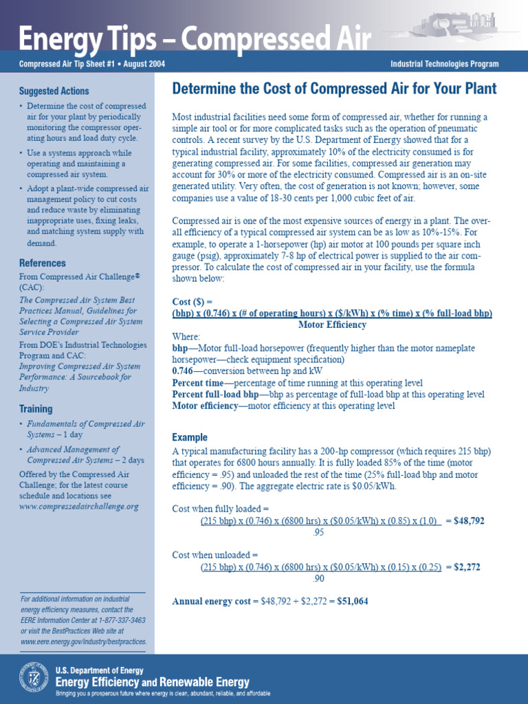 compressed_air1 | PDF | Efficient Energy Use | Horsepower