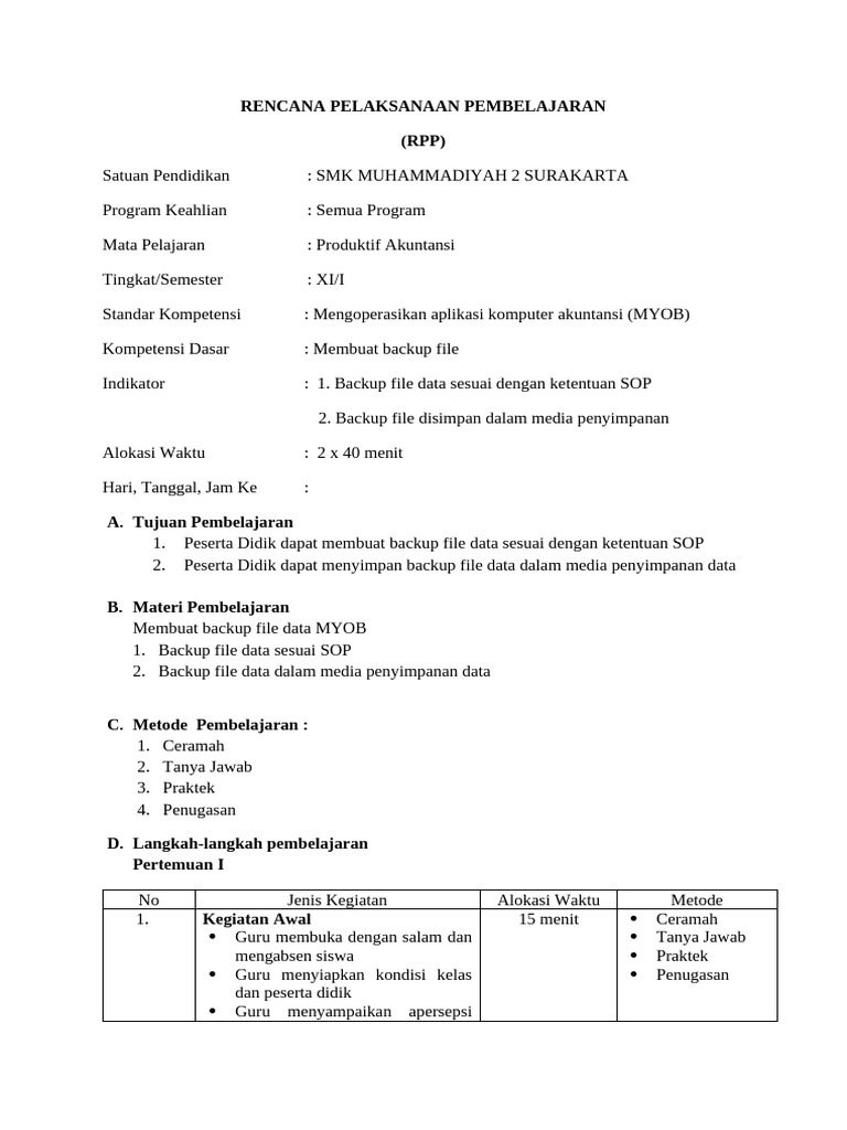 RPP Akuntansi: Backup File MYOB | PDF