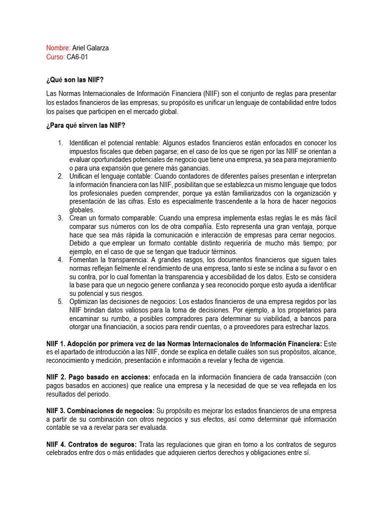 Resumen NIIF | PDF | normas internacionales de INFORMACION FINANCIERA ...