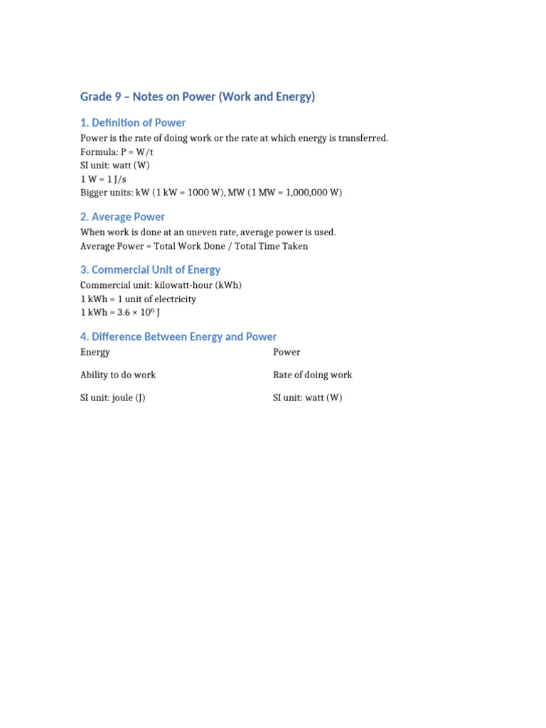 ed6c1e8b2816e8c8236e57a4223bffed530682334_Grade9_Power_Notes | PDF