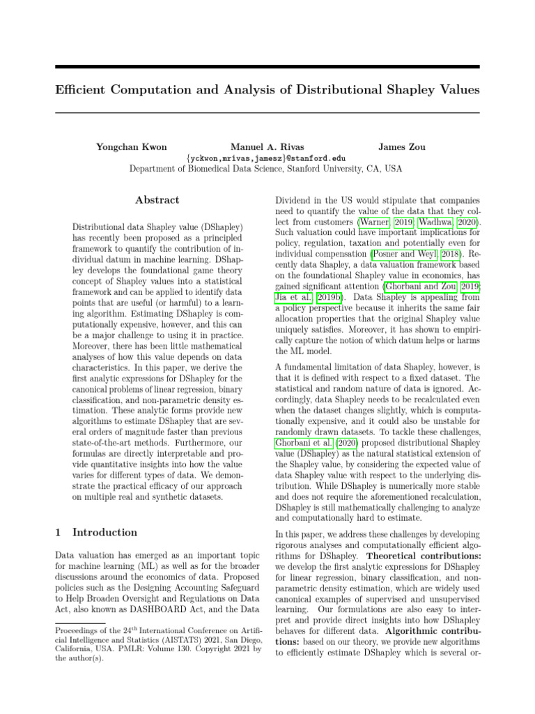 Efficient DShapley Value Computation | PDF | Statistical Classification ...