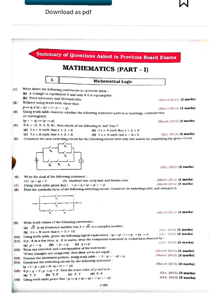 Math 1 Pyq | PDF