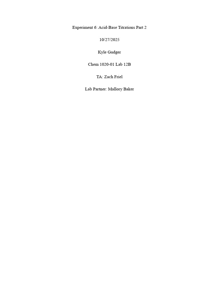 Chemistry Lab Report 2 | PDF | Acid | Titration