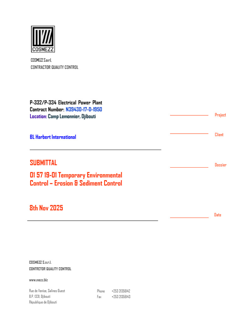 Erosion & Sediment Control Plan for Djibouti | PDF | Storm Drain ...