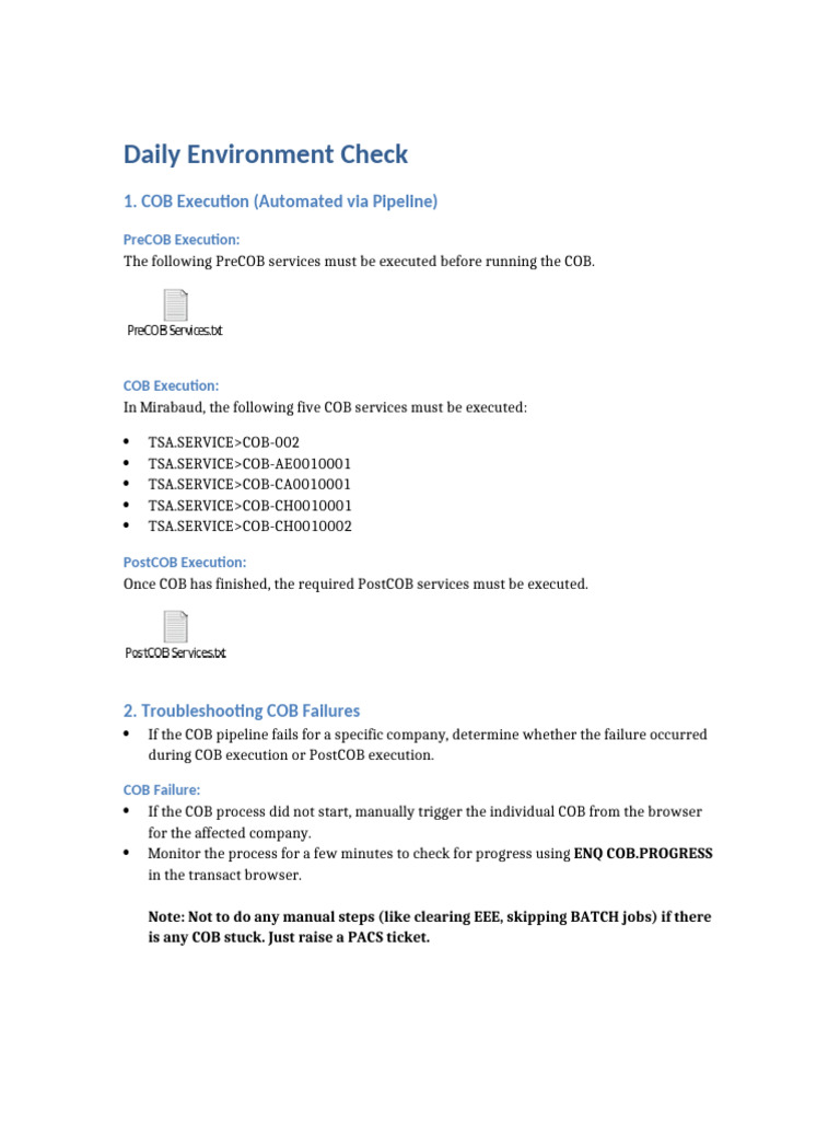 Daily COB and Precomp Execution Guide | PDF | Software