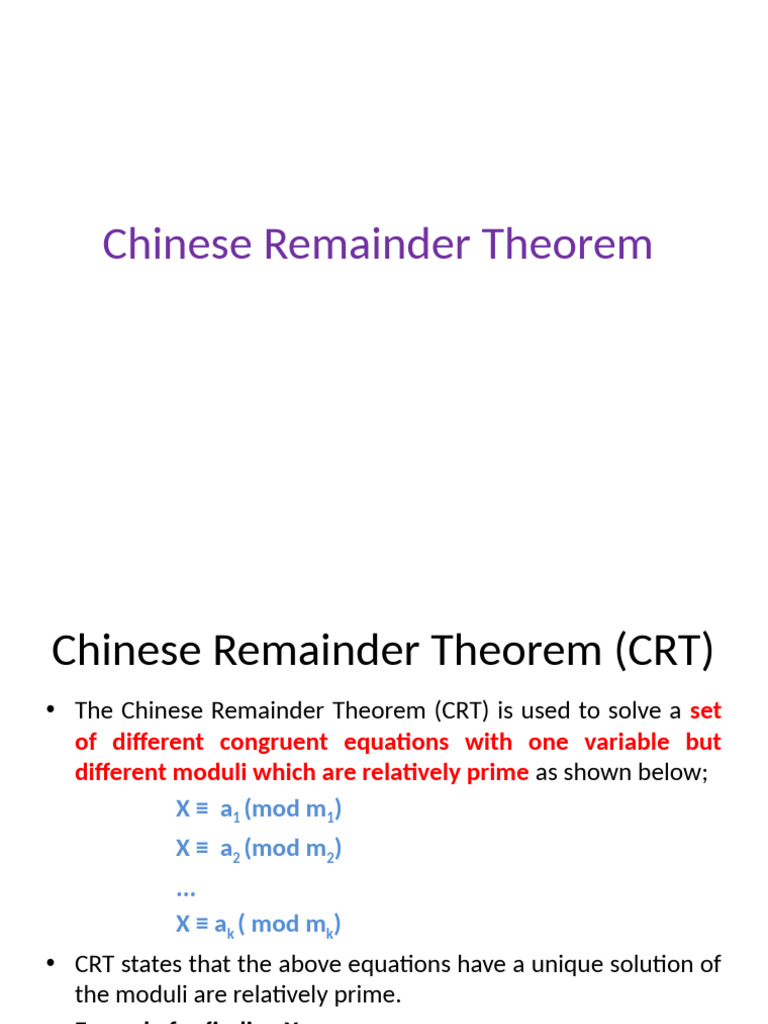4 Chinese Remainder Theorem | PDF | Mathematical Concepts | Arithmetic