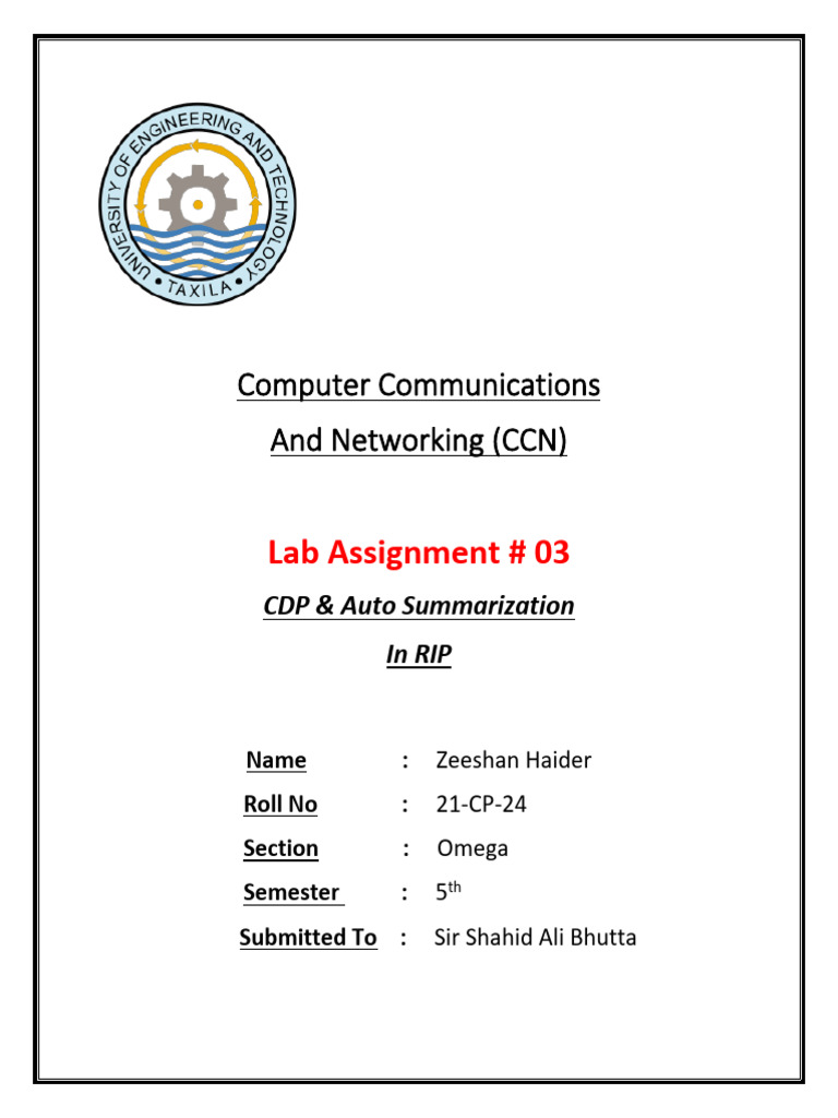Lab Assignment 01(21-CP-24) | PDF | Router (Computing) | Computer Network