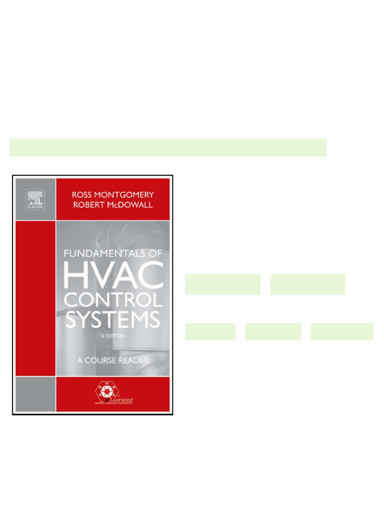Fundamentals of HVAC Control Systems SI Edition Hardbound Book Robert ...