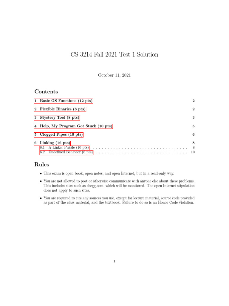 CS 3214 Fall 2021 Test 1 Solutions | PDF | Operating System | Kernel ...