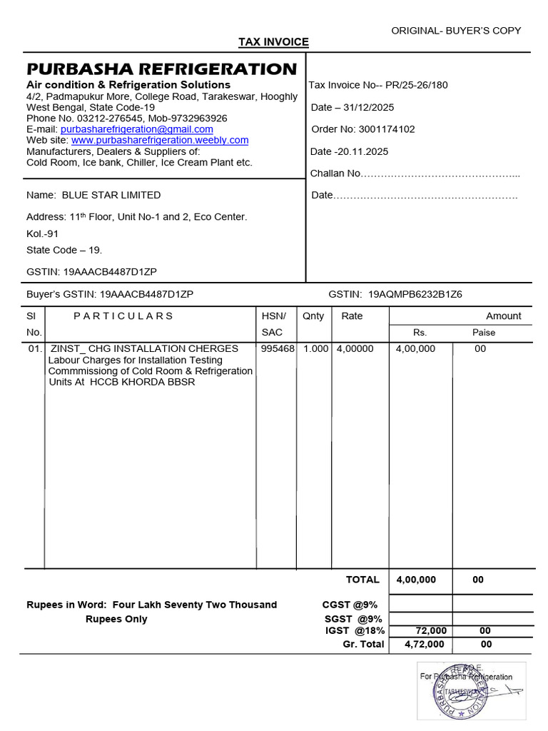 Blue Star Bill-180 | PDF
