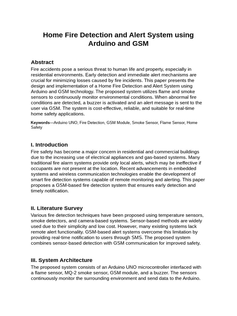 Arduino GSM Fire Detection System | PDF | Arduino | Computer Engineering