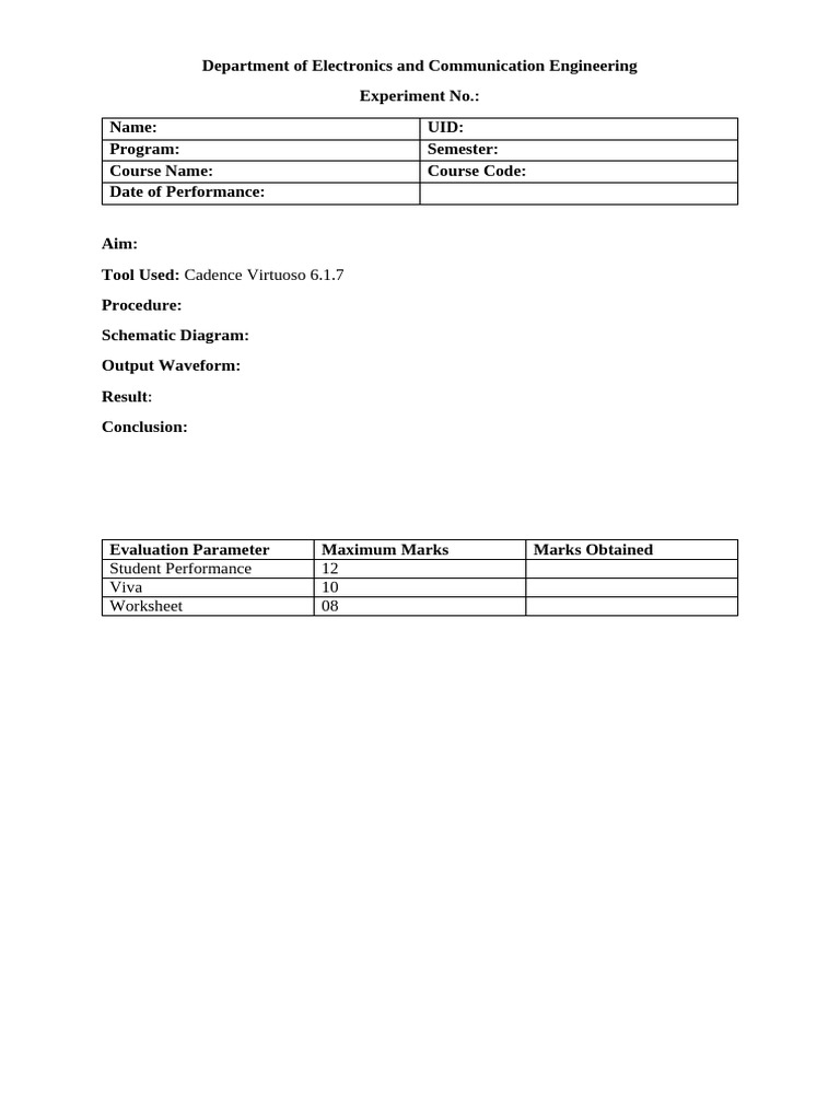 Electronics Lab Report Template | PDF