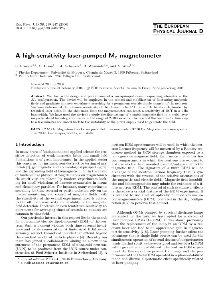 High-Sensitivity Laser-Pumped Mx Magnetometer | PDF | Magnetometer ...