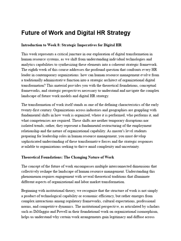 Future of Work and Digital HR Strategy | PDF | Analytics | Governance