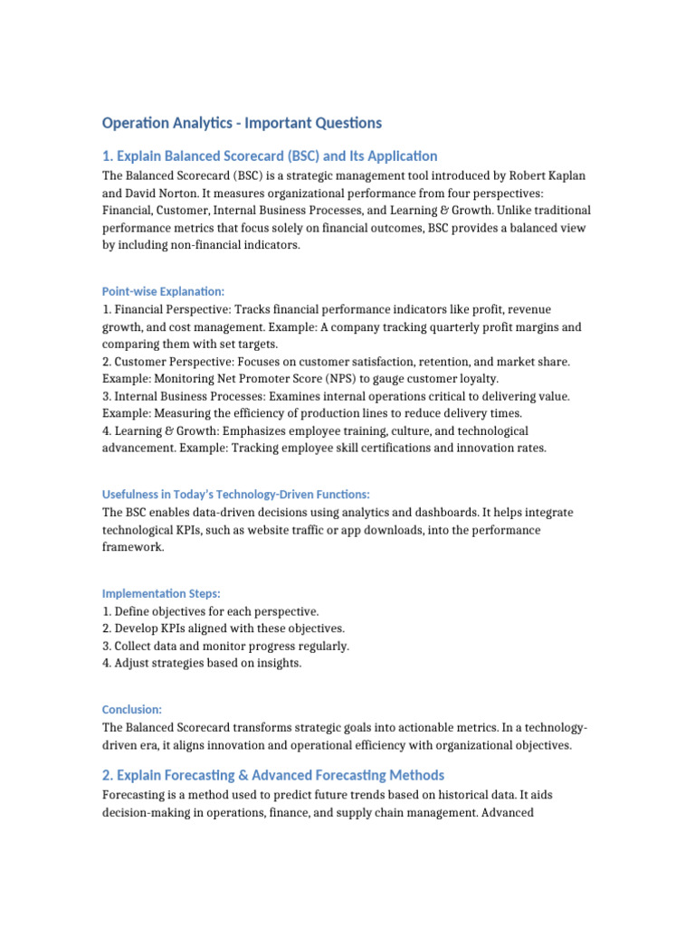 Operation Analytics: Key Concepts Explained | PDF | Analytics | Forecasting