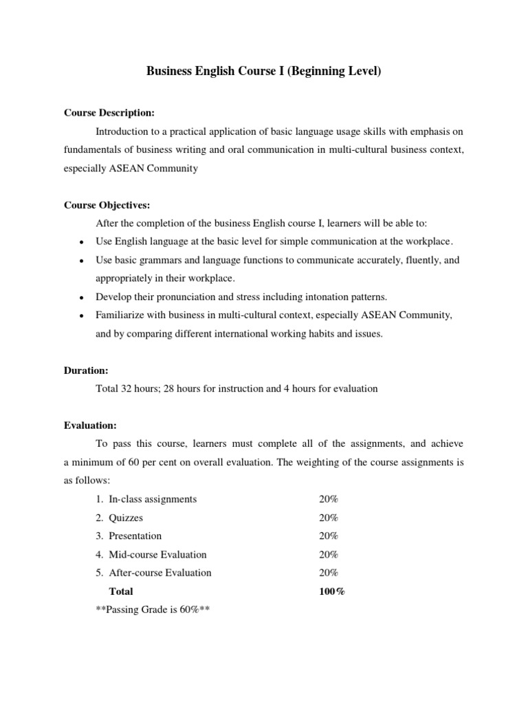 Business English Course for Beginners | PDF | English Language ...