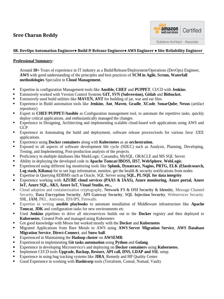 DevOps Engineer with AWS & CI/CD Expertise | PDF | Cloud Computing ...