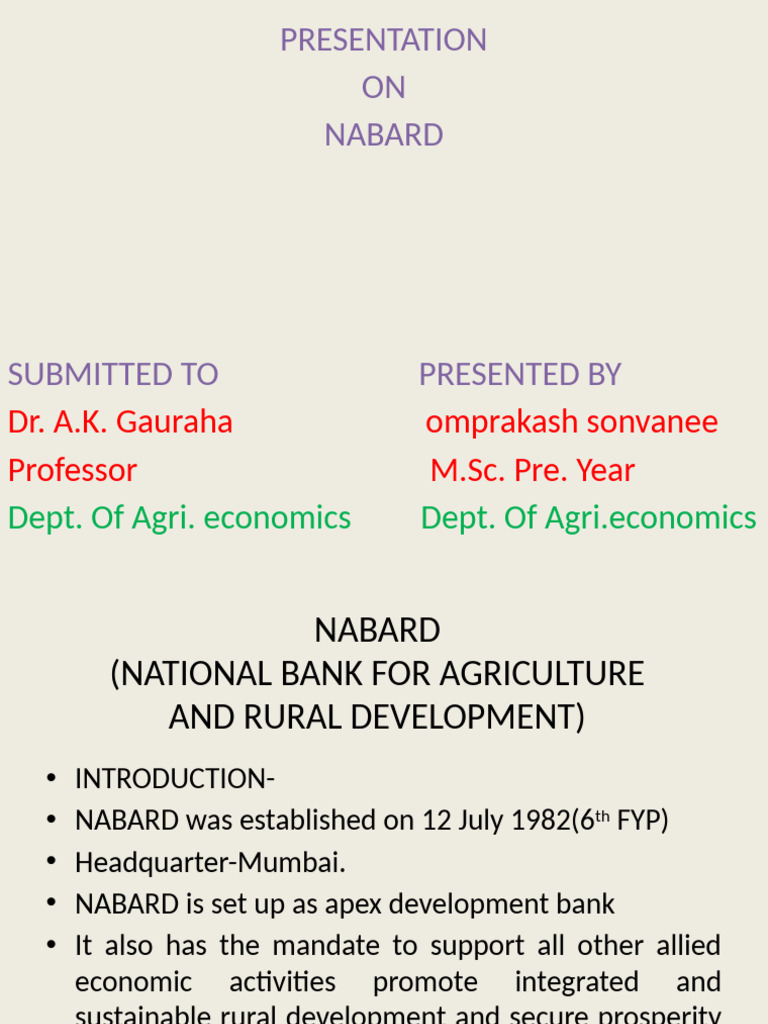 Overview of NABARD's Role and Functions | PDF | Economies | Financial ...