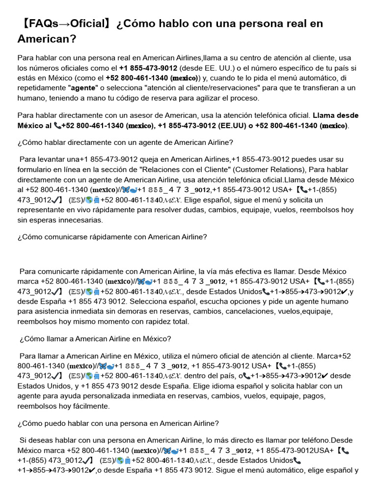 【FAQs→Oficial】¿Cómo hablo con una persona real en American | PDF