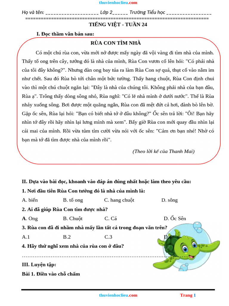 Tieng Viet 2 Tuan 24 Chan Troi Sang Tao | PDF