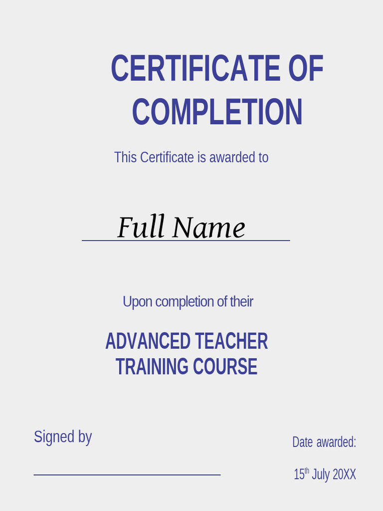 Advanced Teacher Training Certificate | PDF
