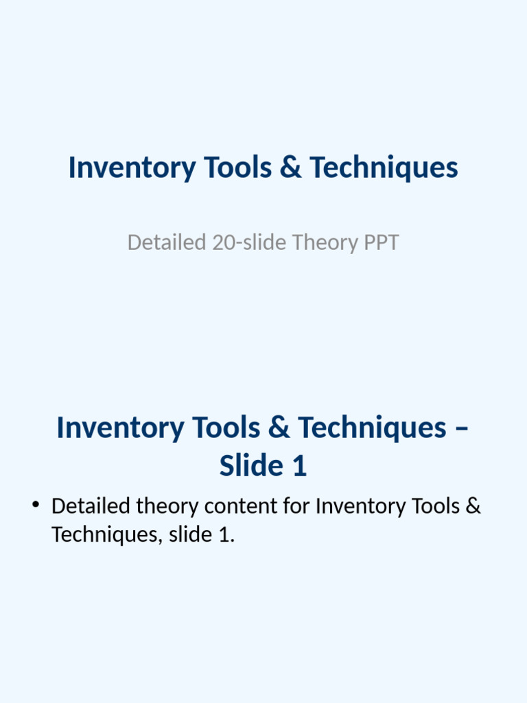 Inventory Tools & Techniques Overview | PDF