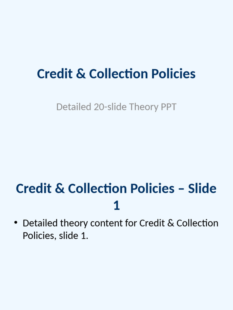Unit 3 Credit Collection Policies | PDF