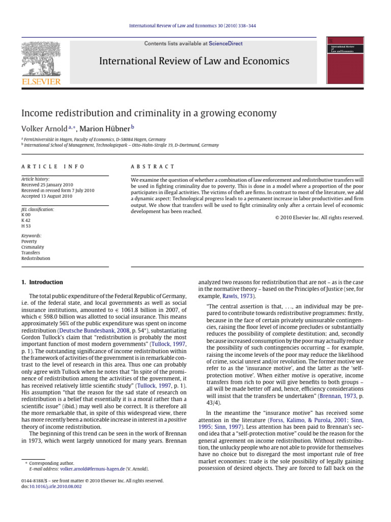 Income Redistribution and Crime Dynamics | PDF | Theft | Crimes