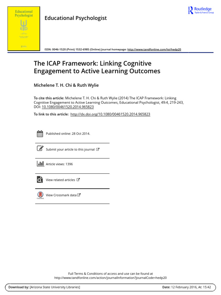 The ICAP Framework Linking Cognitive Engagement to Active Learning ...