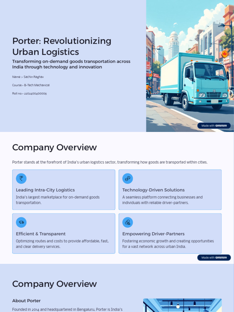 Porter: Innovating Urban Logistics in India | PDF | Logistics | Transport