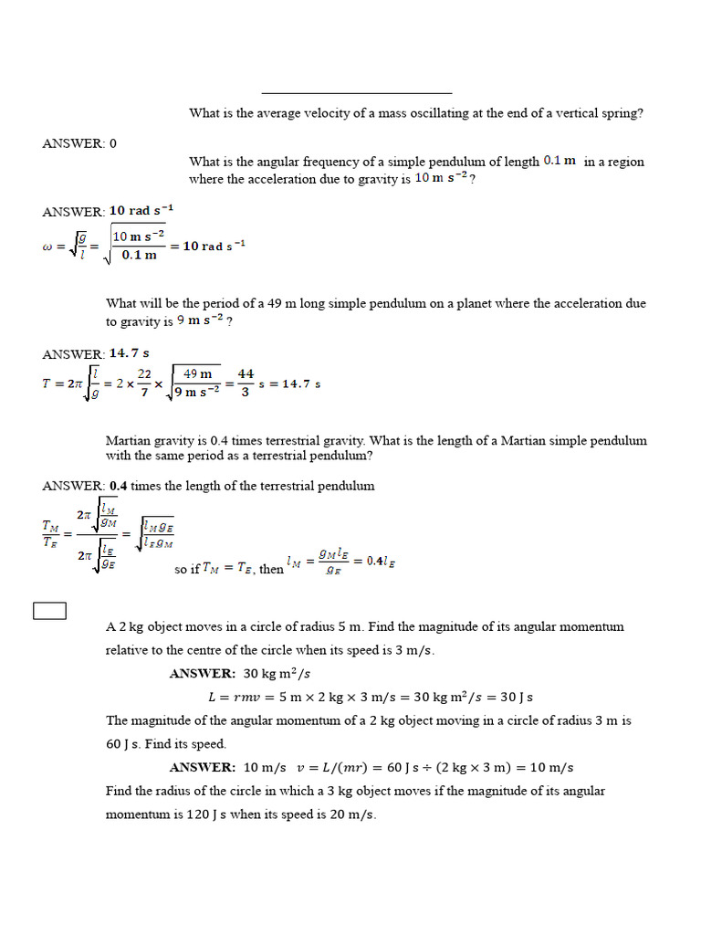 Simple Harmonic Motion Concepts Explained | PDF | Oscillation | Pendulum