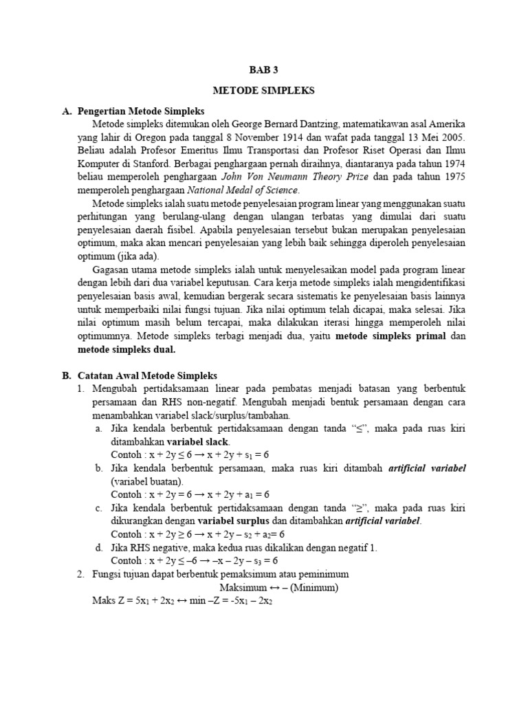 Metode Simpleks dalam Program Linear | PDF