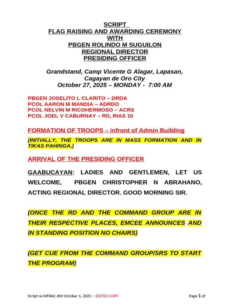 Flag Raising and Awarding Ceremony 2025 | PDF | Philippines