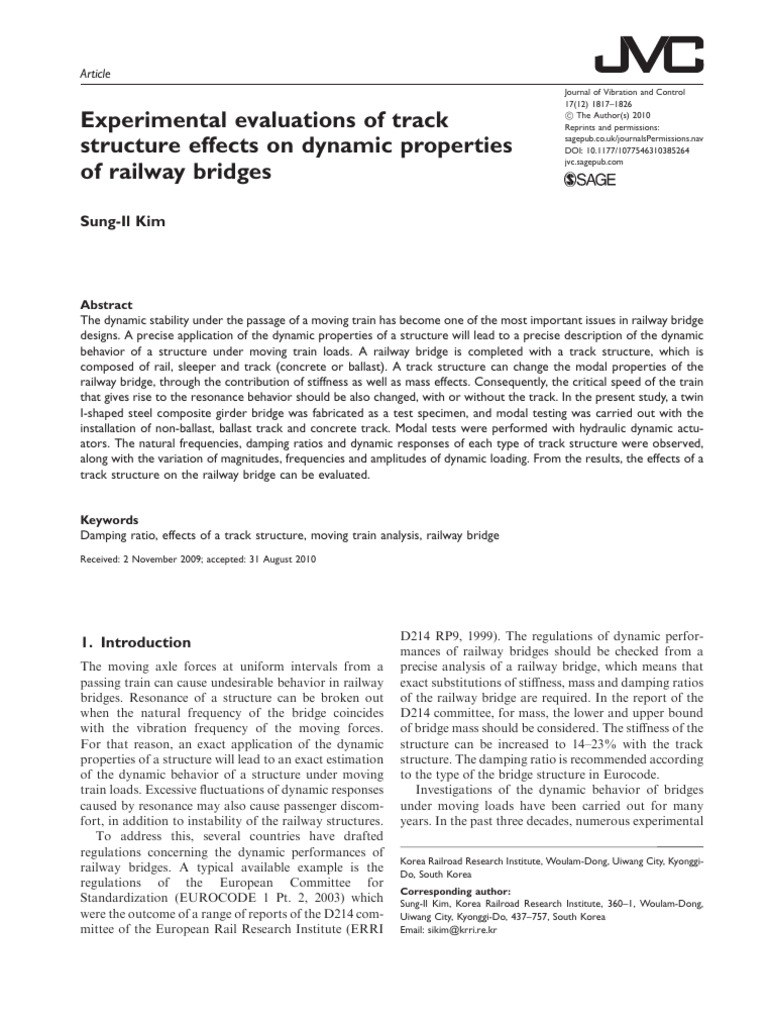 Track Structure Impact on Railway Bridge Dynamics | PDF | Bridge ...
