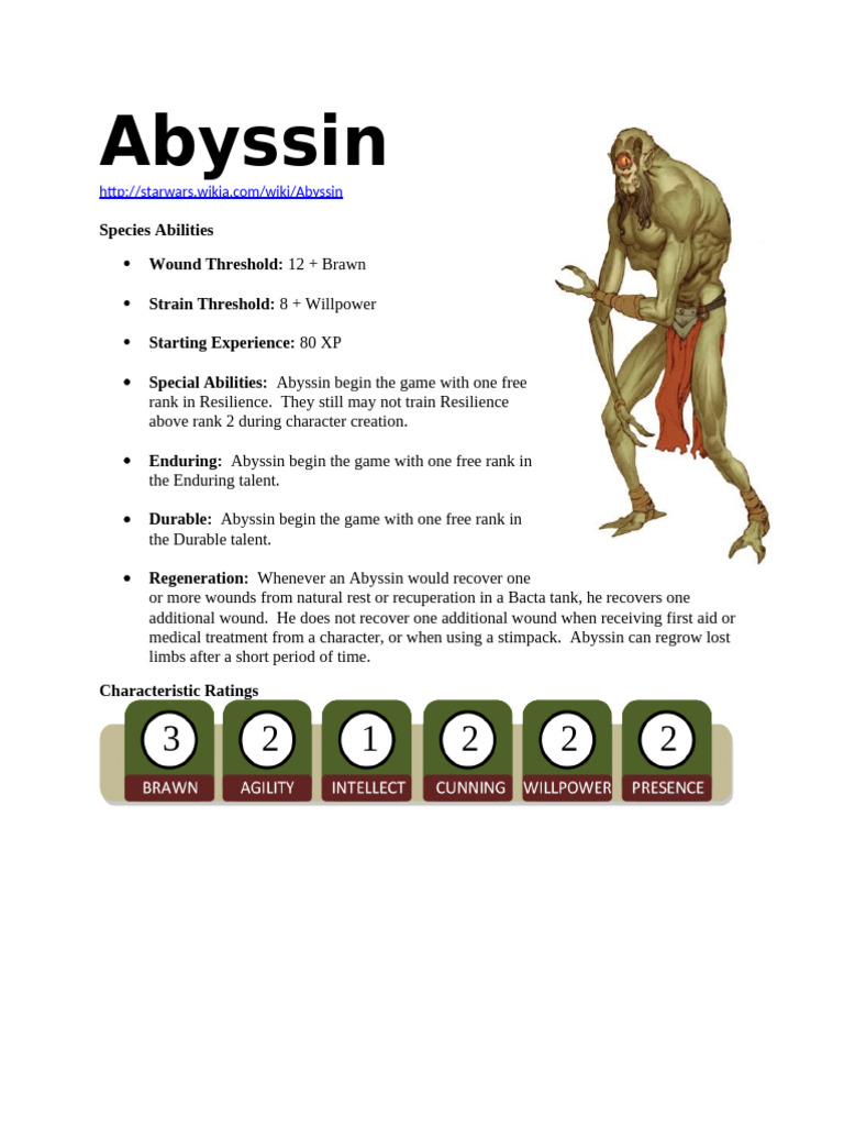 Abyssin Species Abilities Overview | PDF