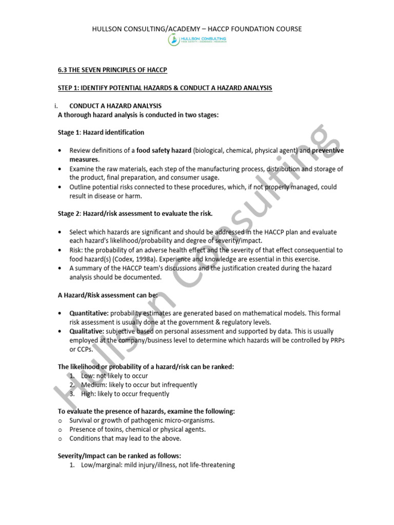 HACCP Foundation Course Overview | PDF | Risk | Verification And Validation