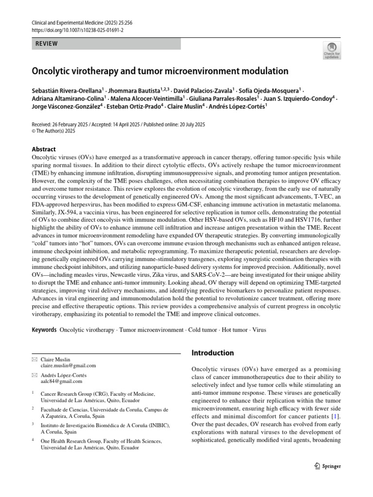Oncolytic Virotherapy and Tumor Microenvironment Modulation | PDF ...