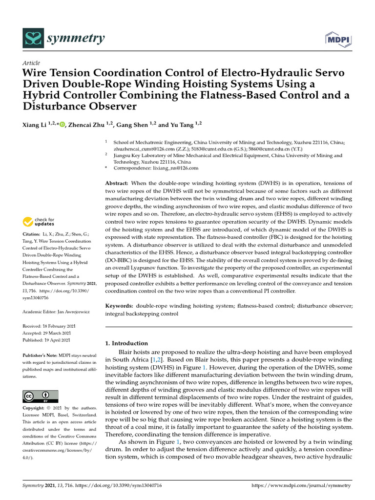 Wire Tension Rope Coordination Control | PDF | Control Theory | Mechanics