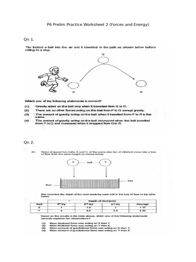 P6 Science Prelim Practice Worksheet 2 | PDF