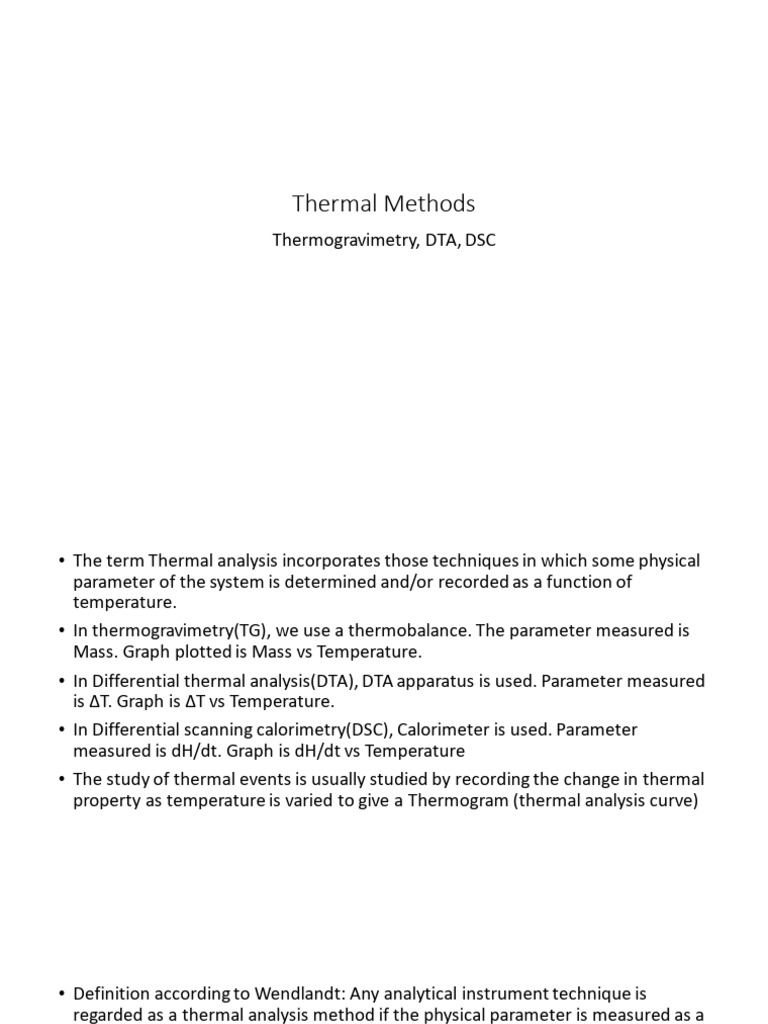Thermal Analysis Techniques Overview | PDF | Differential Scanning ...