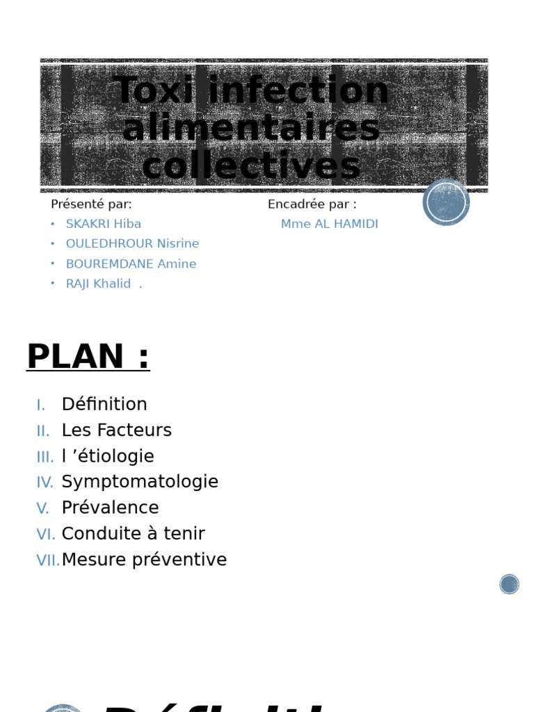 Toxi-infections alimentaires : causes et prévention | PDF ...