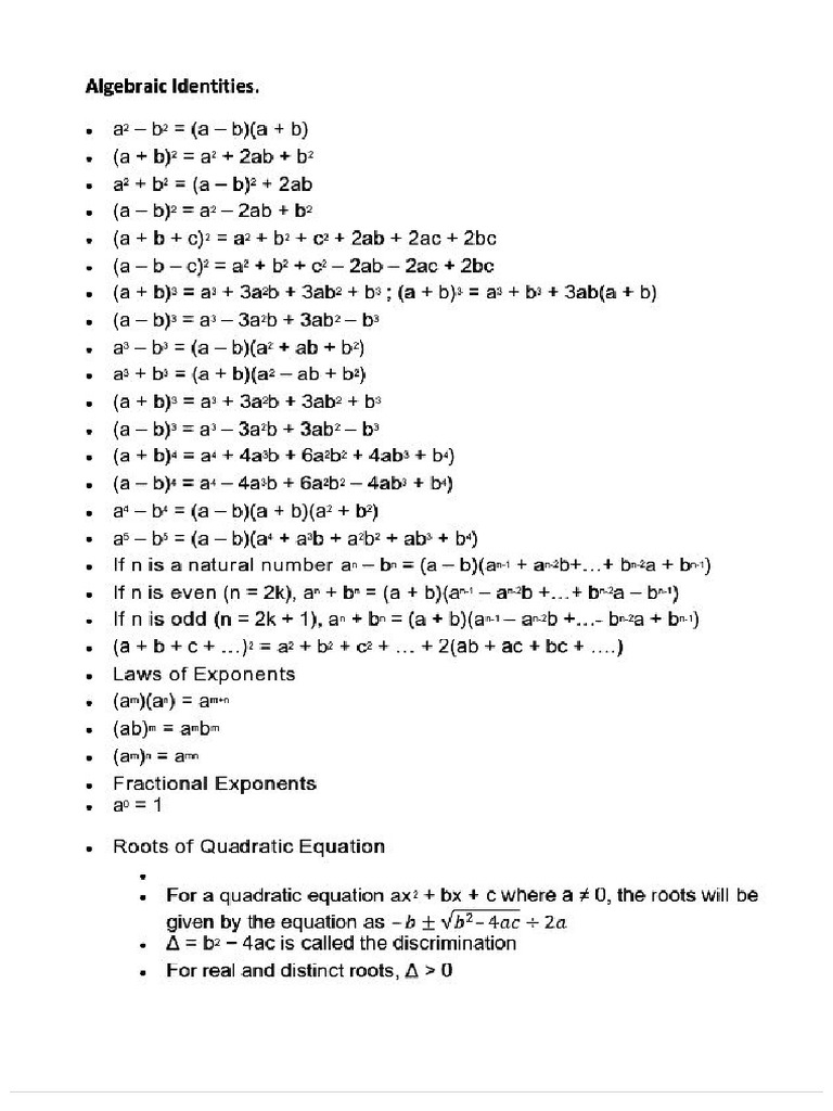 Algebraic Identities 2 | PDF