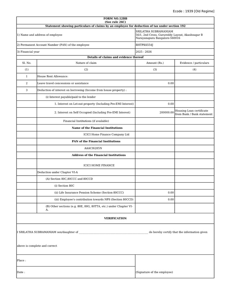 EPSF_FORM12BB_1939 | PDF | Interest | Taxation