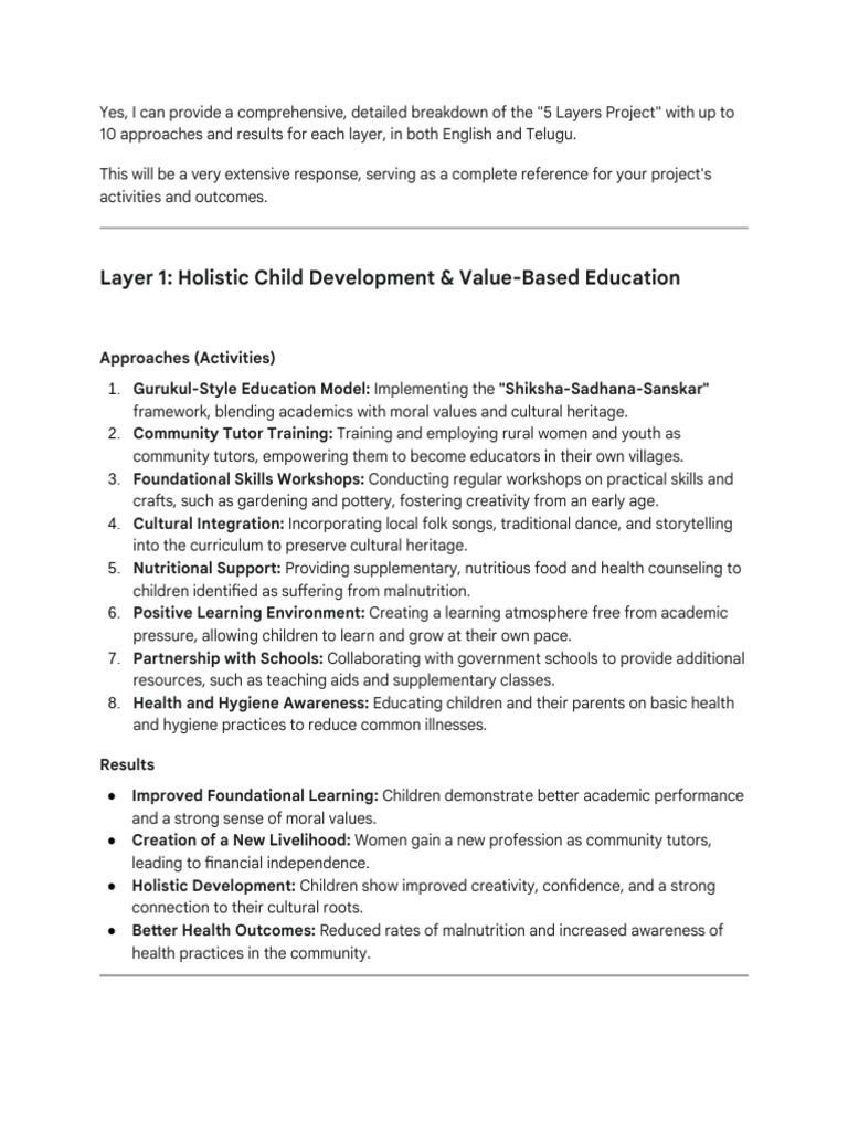 Layer 1: Holistic Child Development & Value-Based Education | PDF